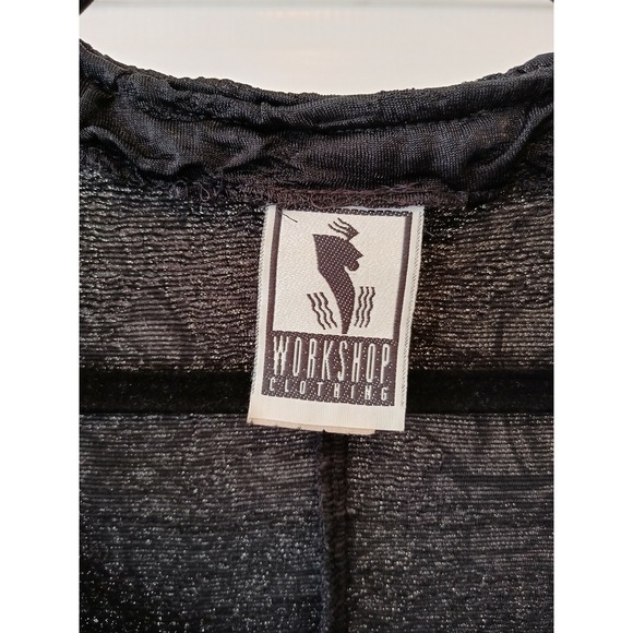 VTG 80s Black Bodycon Ruched Workshop Mini Dress Goth (B2) - Picture 3 of 7